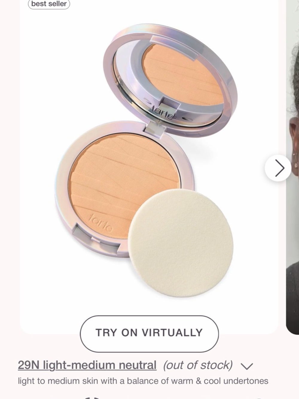 Tarte Shape Tape -29N Light-Medium Neutral Pressed Powder travel size compact x2